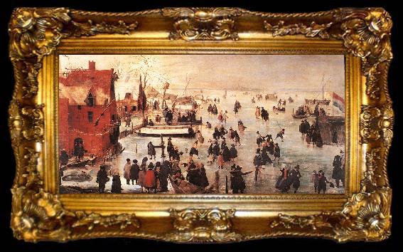 framed  AVERCAMP, Hendrick Ice Landscape  h4, ta009-2